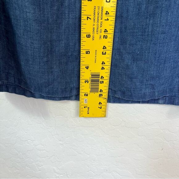 PETITE SOPHISTICATE Dress Women Maxi Blue Chambray Linen Sleeveless Button Front - Picture 6 of 10
